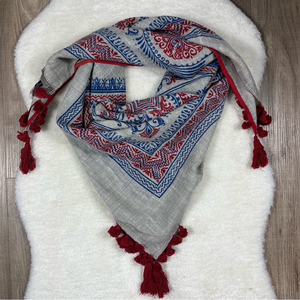 Inouitoosh square pure wool tassel scarf